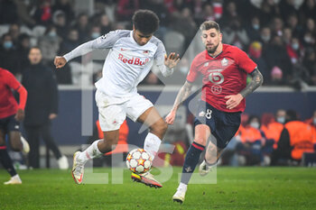 2021-11-23 - Karim ADEYEMI of RB Salzbourg and XEKA of Lille during the UEFA Champions League, Group G football match between Lille LOSC and FC Salzburg on November 23, 2021 at Pierre Mauroy stadium in Villeneuve-d'Ascq near Lille, France - LILLE LOSC VS FC SALZBURG - UEFA CHAMPIONS LEAGUE - SOCCER