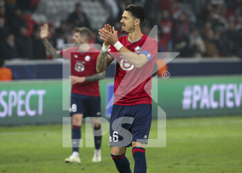 2021-11-23 - Jose Fonte of Lille celebrates the victory following the UEFA Champions League, Group G football match between Lille OSC (LOSC) and FC RB Salzburg on November 23, 2021 at Pierre Mauroy stadium in Villeneuve-d'Ascq near Lille, France - LILLE LOSC VS FC SALZBURG - UEFA CHAMPIONS LEAGUE - SOCCER