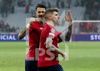 2021-11-23 - Jose Fonte, Xeka of Lille celebrate the victory following the UEFA Champions League, Group G football match between Lille OSC (LOSC) and FC RB Salzburg on November 23, 2021 at Pierre Mauroy stadium in Villeneuve-d'Ascq near Lille, France - LILLE LOSC VS FC SALZBURG - UEFA CHAMPIONS LEAGUE - SOCCER