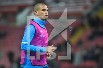 2021-11-24 - FC Porto's defender Pepe (3) warms up before the UEFA Champions League, Group B football match between Liverpool FC and FC Porto on November 24, 2021 at Anfield stadium in Liverpool, England - LIVERPOOL FC VS FC PORTO - UEFA CHAMPIONS LEAGUE - SOCCER
