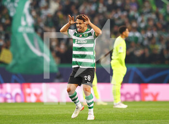 2021-11-24 - Pedro Goncalves of Sporting Lisbon celebrates his goal 1-0 during the UEFA Champions League, Group C football match between Sporting Lisbon and Borussia Dortmund on November 24, 2021 at Jose Alvalade stadium in Lisbon, Portugal - SPORTING LISBON VS BORUSSIA DORTMUND - UEFA CHAMPIONS LEAGUE - SOCCER