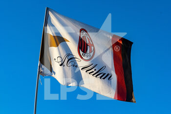 2021-12-07 - General view, illustration flag before the UEFA Champions League, Group B football match between AC Milan and Liverpool FC on December 7, 2021 at San Siro Stadium in Milan, Italy - AC MILAN VS LIVERPOOL FC - UEFA CHAMPIONS LEAGUE - SOCCER