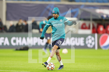 2021-12-07 - Riyad Mahrez (26) of Manchester City warms up during the UEFA Champions League, Group A football match between RB Leipzig and Manchester City on December 7, 2021 at Red Bull Arena in Leipzig, Germany - RB LEIPZIG VS MANCHESTER CITY - UEFA CHAMPIONS LEAGUE - SOCCER