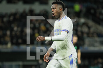 2021-12-07 - Vinicius Junior of Real Madrid reacts during the UEFA Champions League, Group D football match between Real Madrid and FC Internazionale on December 7, 2021 at Santiago Bernabeu stadium in Madrid, Spain - REAL MADRID VS FC INTERNAZIONALE - UEFA CHAMPIONS LEAGUE - SOCCER