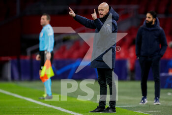 2021-12-07 - Coach Erik Ten Hag of Ajax during the UEFA Champions League, Group C football match between Ajax and Sporting Clube de Portugal on December 7, 2021 at Johan Cruijff ArenA in Amsterdam, Netherlands - AJAX VS SPORTING CLUBE DE PORTUGAL - UEFA CHAMPIONS LEAGUE - SOCCER