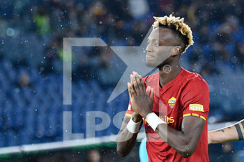 2021-11-25 - Tammy Abraham (AS Roma) celebrates after scoring goal 3-0 during the UEFA Europa Conference League football match between AS Roma and  Zorya Luhansk  at The Olympic Stadium in Rome on November 25, 2021. - AS ROMA VS ZORYA LUHANSK - UEFA CONFERENCE LEAGUE - SOCCER