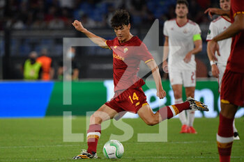 2021-09-16 - Eldor Shomurodov of AS Roma during the UEFA Europa Conference League football match between AS Roma and CSKA Sofia at The Olympic Stadium in Rome on September 16, 2021 - AS ROMA VS CSKA SOFIA - UEFA CONFERENCE LEAGUE - SOCCER