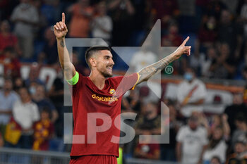 2021-09-16 - Lorenzo Pellegrini of AS Roma celebrates after scoring goal 3-1 during the UEFA Europa Conference League football match between AS Roma and CSKA Sofia at The Olympic Stadium in Rome on September 16, 2021 - AS ROMA VS CSKA SOFIA - UEFA CONFERENCE LEAGUE - SOCCER