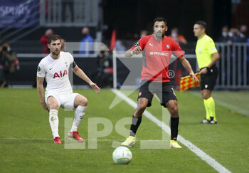 2021-09-16 - Gaetan Laborde of Rennes, Ben Davies of Tottenham (left) during the UEFA Europa Conference League, Group Stage, Group G football match between Stade Rennais and Tottenham Hotspur on September 16, 2021 at Roazhon Park stadium in Rennes, France - STADE RENNAIS VS TOTTENHAM HOTSPUR - UEFA CONFERENCE LEAGUE - SOCCER