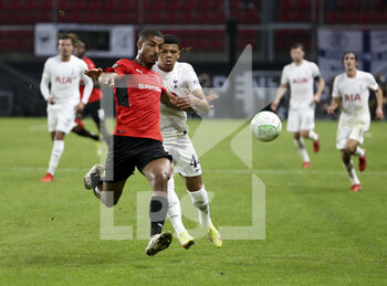 2021-09-16 - Loic Bade of Rennes, Dane Scarlett of Tottenham during the UEFA Europa Conference League, Group Stage, Group G football match between Stade Rennais and Tottenham Hotspur on September 16, 2021 at Roazhon Park stadium in Rennes, France - STADE RENNAIS VS TOTTENHAM HOTSPUR - UEFA CONFERENCE LEAGUE - SOCCER