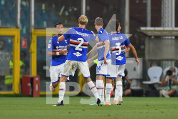 2021-08-16 - Sampdoria players celebrate after a goal - TRENTADUESIMI - UC SAMPDORIA VS US ALESSANDRIA CALCIO - ITALIAN CUP - SOCCER
