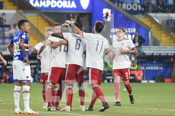 2021-08-16 - team Alessandria celebrates after scoring a goal - TRENTADUESIMI - UC SAMPDORIA VS US ALESSANDRIA CALCIO - ITALIAN CUP - SOCCER