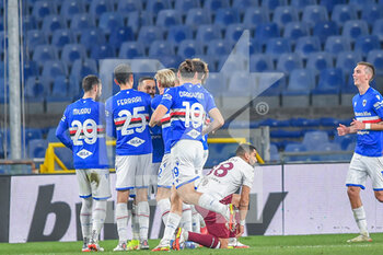 2021-12-16 - Sampdoria celebrates after scoring a goal 1 - 0 - UC SAMPDORIA VS TORINO FC - ITALIAN CUP - SOCCER