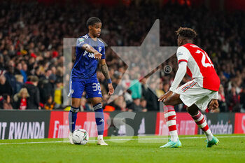 2021-10-26 - Leeds United midfielder Crysencio Summerville and Nuno Tavares of Arsenal during the English League Cup, EFL Cup football match between Arsenal and Leeds United on October 26, 2021 at the Emirates Stadium in London, England - ARSENAL VS LEEDS UNITED - ENGLISH LEAGUE CUP - SOCCER
