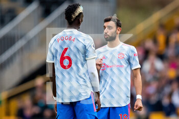 2021-08-29 - Manchester Utd midfielder Bruno Fernandes (18) talks to Manchester Utd midfielder Paul Pogba during the English championship Premier League football match between Wolverhampton Wanderers and Manchester United on August 29, 2021 at Molineux in Wolverhampton, England - Photo Manjit Narotra / ProSportsImages / DPPI - WOLVERHAMPTON WANDERERS VS MANCHESTER UNITED - ENGLISH PREMIER LEAGUE - SOCCER