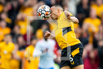 2021-08-29 - Fernando Marcal of Wolverhampton Wanderers heads the ball during the English championship Premier League football match between Wolverhampton Wanderers and Manchester United on August 29, 2021 at Molineux in Wolverhampton, England - Photo Manjit Narotra / ProSportsImages / DPPI - WOLVERHAMPTON WANDERERS VS MANCHESTER UNITED - ENGLISH PREMIER LEAGUE - SOCCER