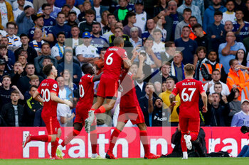 2021-09-12 - Liverpool midfielder Fabinho (3) scores a goal to make the score 0-2 during the Premier League match between Leeds United and Liverpool at Elland Road, Leeds, England on 12 September 2021 - LEEDS UNITED VS LIVERPOOL AT ELLAND ROAD - ENGLISH PREMIER LEAGUE - SOCCER