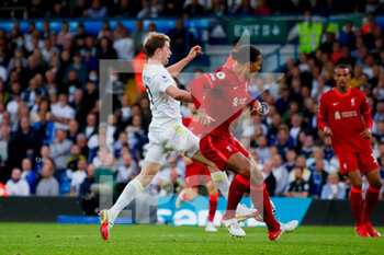2021-09-12 - Leeds United forward Patrick Bamford (9) is stopped again during the Premier League match between Leeds United and Liverpool at Elland Road, Leeds, England on 12 September 2021 - LEEDS UNITED VS LIVERPOOL AT ELLAND ROAD - ENGLISH PREMIER LEAGUE - SOCCER