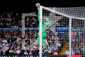 2021-09-12 - Liverpool goalkeeper Alisson Becker (1) saves from Leeds United forward Patrick Bamford (9) lob during the Premier League match between Leeds United and Liverpool at Elland Road, Leeds, England on 12 September 2021 - LEEDS UNITED VS LIVERPOOL AT ELLAND ROAD - ENGLISH PREMIER LEAGUE - SOCCER