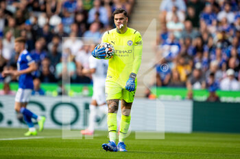 2021-09-11 - Manchester City goalkeeper Ederson (31) with nose bleed during the Premier League match between Leicester City and Manchester City at the King Power Stadium, Leicester, England on 11 September 2021 - LEICESTER CITY VS MANCHESTER CITY - ENGLISH PREMIER LEAGUE - SOCCER