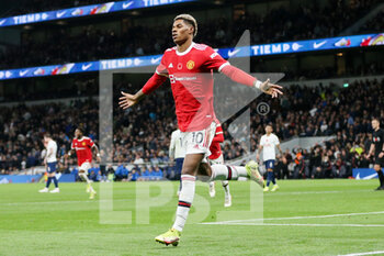 2021-10-30 - Manchester United Forward Marcus Rashford (10) celebrates his goal 0-3 during the English championship Premier League football match between Tottenham Hotspur and Manchester United on October 30, 2021 at Tottenham Hotspur Stadium in London, England - TOTTENHAM HOTSPUR VS MANCHESTER UNITED - ENGLISH PREMIER LEAGUE - SOCCER