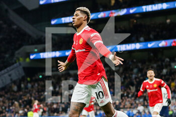 2021-10-30 - Manchester United Forward Marcus Rashford (10) celebrates his goal 0-3 during the English championship Premier League football match between Tottenham Hotspur and Manchester United on October 30, 2021 at Tottenham Hotspur Stadium in London, England - TOTTENHAM HOTSPUR VS MANCHESTER UNITED - ENGLISH PREMIER LEAGUE - SOCCER