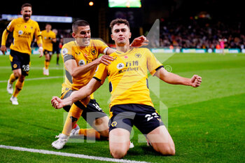 2021-11-01 - Wolverhampton Wanderers defender Max Kilman celebrates after his goal 1-0 with Conor Coady during the English championship Premier League football match between Wolverhampton Wanderers and Everton on November 1, 2021 at Molineux stadium in Wolverhampton, England - WOLVERHAMPTON WANDERERS VS EVERTON - ENGLISH PREMIER LEAGUE - SOCCER