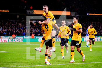 2021-11-01 - Wolverhampton Wanderers forward Raul Jimenez celebrates after his goal 2-0 with Conor Coady during the English championship Premier League football match between Wolverhampton Wanderers and Everton on November 1, 2021 at Molineux stadium in Wolverhampton, England - WOLVERHAMPTON WANDERERS VS EVERTON - ENGLISH PREMIER LEAGUE - SOCCER