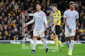 2021-11-21 - Manchester United Forward Cristiano Ronaldo (7) reacts during the English championship Premier League football match between Watford and Manchester United on November 20, 2021 at Vicarage Road in Watford, England - WATFORD VS MANCHESTER UNITED - ENGLISH PREMIER LEAGUE - SOCCER