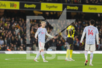 2021-11-21 - Manchester United midfielder Donny Van de Beek during the English championship Premier League football match between Watford and Manchester United on November 20, 2021 at Vicarage Road in Watford, England - WATFORD VS MANCHESTER UNITED - ENGLISH PREMIER LEAGUE - SOCCER
