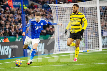 2021-11-28 - Leicester City Defender Timothy Castagne (27) and Joshua King of Watford during the English championship Premier League football match between Leicester City and Watford on November 28, 2021 at the King Power Stadium in Leicester, England - LEICESTER CITY VS WATFORD - ENGLISH PREMIER LEAGUE - SOCCER