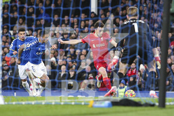2021-12-01 - Liverpool forward Diogo Jota (20) scores a goal 1-4 during the English championship Premier League football match between Everton and Liverpool on December 1, 2021 at Goodison Park in Liverpool, England - EVERTON VS LIVERPOOL - ENGLISH PREMIER LEAGUE - SOCCER