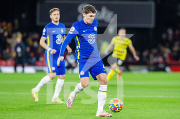 2021-12-01 - Chelsea defender Andreas Christensen during the English championship Premier League football match between Watford and Chelsea on December 1, 2021 at Vicarage Road in Watford, England - WATFORD VS CHELSEA - ENGLISH PREMIER LEAGUE - SOCCER