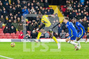 2021-12-01 - Watford midfielder Moussa Sissoko during the English championship Premier League football match between Watford and Chelsea on December 1, 2021 at Vicarage Road in Watford, England - WATFORD VS CHELSEA - ENGLISH PREMIER LEAGUE - SOCCER
