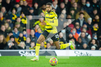 2021-12-01 - Watford forward Emmanuel Dennis during the English championship Premier League football match between Watford and Chelsea on December 1, 2021 at Vicarage Road in Watford, England - WATFORD VS CHELSEA - ENGLISH PREMIER LEAGUE - SOCCER