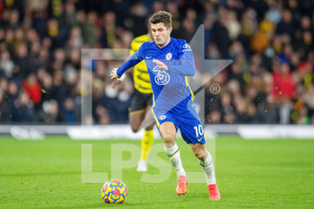 2021-12-01 - Chelsea forward Christian Pulisic during the English championship Premier League football match between Watford and Chelsea on December 1, 2021 at Vicarage Road in Watford, England - WATFORD VS CHELSEA - ENGLISH PREMIER LEAGUE - SOCCER