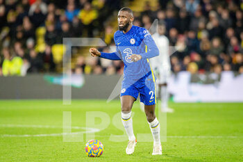 2021-12-01 - Chelsea defender Antonio Rudiger during the English championship Premier League football match between Watford and Chelsea on December 1, 2021 at Vicarage Road in Watford, England - WATFORD VS CHELSEA - ENGLISH PREMIER LEAGUE - SOCCER