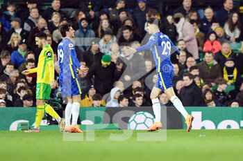 2021-03-10 - Chelsea striker Kai Havertz (29) celebrates his goal 1-3 during the English championship Premier League football match between Norwich City and Chelsea on March 10, 2022 at Carrow Road in Norwich, England - NORWICH CITY VS CHELSEA - ENGLISH PREMIER LEAGUE - SOCCER
