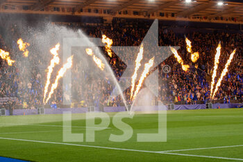 2021-09-16 - Fire & water greet the teams during the Europa League match between Leicester City and Napoli at the King Power Stadium, Leicester, England on 16 September 2021. Photo John Mallett / ProSportsImages / DPPI - LEICESTER CITY VS SSC NAPOLI - UEFA EUROPA LEAGUE - SOCCER