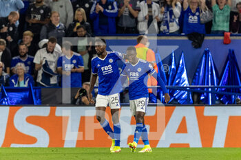 2021-09-16 - Leicester City Forward Patson Daka (29) celebrates as Leicester City Midfielder Wilfred Ndidi (25) realises VAR has disallowed the goal during the Europa League match between Leicester City and Napoli at the King Power Stadium, Leicester, England on 16 September 2021. Photo John Mallett / ProSportsImages / DPPI - LEICESTER CITY VS SSC NAPOLI - UEFA EUROPA LEAGUE - SOCCER