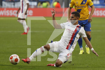 2021-09-30 - Houssem AOUAR of Lyon during the UEFA Europa League, Group A football match between Olympique Lyonnais and Brondby IF on September 30, 2021 at Groupama stadium in Decines-Charpieu near Lyon, France - OLYMPIQUE LYONNAIS VS BRONDBY IF - UEFA EUROPA LEAGUE - SOCCER