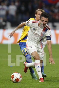 2021-09-30 - Leo DUBOIS of Lyon during the UEFA Europa League, Group A football match between Olympique Lyonnais and Brondby IF on September 30, 2021 at Groupama stadium in Decines-Charpieu near Lyon, France - OLYMPIQUE LYONNAIS VS BRONDBY IF - UEFA EUROPA LEAGUE - SOCCER