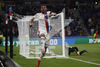 2021-09-30 - Celebration goal Houssem AOUAR 8 of Lyon during the UEFA Europa League, Group A football match between Olympique Lyonnais and Brondby IF on September 30, 2021 at Groupama stadium in Decines-Charpieu near Lyon, France - OLYMPIQUE LYONNAIS VS BRONDBY IF - UEFA EUROPA LEAGUE - SOCCER