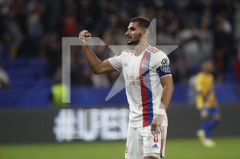 2021-09-30 - Houssem AOUAR of Lyon during the UEFA Europa League, Group A football match between Olympique Lyonnais and Brondby IF on September 30, 2021 at Groupama stadium in Decines-Charpieu near Lyon, France - OLYMPIQUE LYONNAIS VS BRONDBY IF - UEFA EUROPA LEAGUE - SOCCER