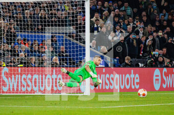 2021-11-04 - Spartak Moscow Goalkeeper Aleksandra Selikhov (57) saves the penalty kick taken by Leicester City Forward Jamie Vardy during the UEFA Europa League, Group C football match between Leicester City and Spartak Moscow on November 4, 2021 at the King Power Stadium in Leicester, England - LEICESTER CITY VS SPARTAK MOSCOW - UEFA EUROPA LEAGUE - SOCCER