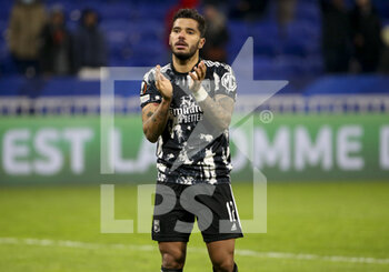 2021-12-09 - Henrique Silva Milagres of Lyon salutes the supporters following the UEFA Europa League, Group A football match between Olympique Lyonnais (Lyon) and Rangers FC on December 9, 2021 at Groupama stadium in Decines-Charpieu near Lyon, France - OLYMPIQUE LYONNAIS (LYON) VS RANGERS FC - UEFA EUROPA LEAGUE - SOCCER