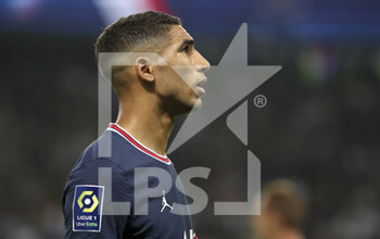 2021-08-14 - Achraf Hakimi of PSG during the French championship Ligue 1 football match between Paris Saint-Germain and RC Strasbourg on August 14, 2021 at Parc des Princes stadium in Paris, France - Photo Jean Catuffe / DPPI - PARIS SAINT-GERMAIN VS RC STRASBOURG - FRENCH LIGUE 1 - SOCCER