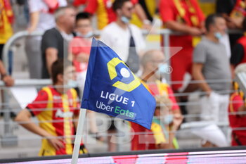 2021-08-15 - Drapeau Ligue 1 during the French championship Ligue 1 football match between RC Lens and AS Saint-Etienne on August 15, 2021 at Bollaert-Delelis stadium in Lens, France - Photo Laurent Sanson / LS Medianord / DPPI - RC LENS VS AS SAINT-ETIENNE - FRENCH LIGUE 1 - SOCCER