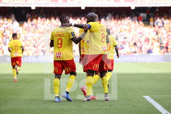 2021-08-15 - Congratulation Fofana 8 and Ganago 9 Lens during the French championship Ligue 1 football match between RC Lens and AS Saint-Etienne on August 15, 2021 at Bollaert-Delelis stadium in Lens, France - Photo Laurent Sanson / LS Medianord / DPPI - RC LENS VS AS SAINT-ETIENNE - FRENCH LIGUE 1 - SOCCER