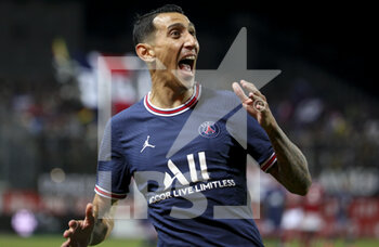2021-08-20 - Angel Di Maria of PSG celebrates his goal during the French championship Ligue 1 football match between Stade Brestois 29 and Paris Saint-Germain (PSG) on August 20, 2021 at Stade Francis Le Ble in Brest, France - Photo Jean Catuffe / DPPI - STADE BRESTOIS 29 VS PARIS SAINT-GERMAIN (PSG) - FRENCH LIGUE 1 - SOCCER